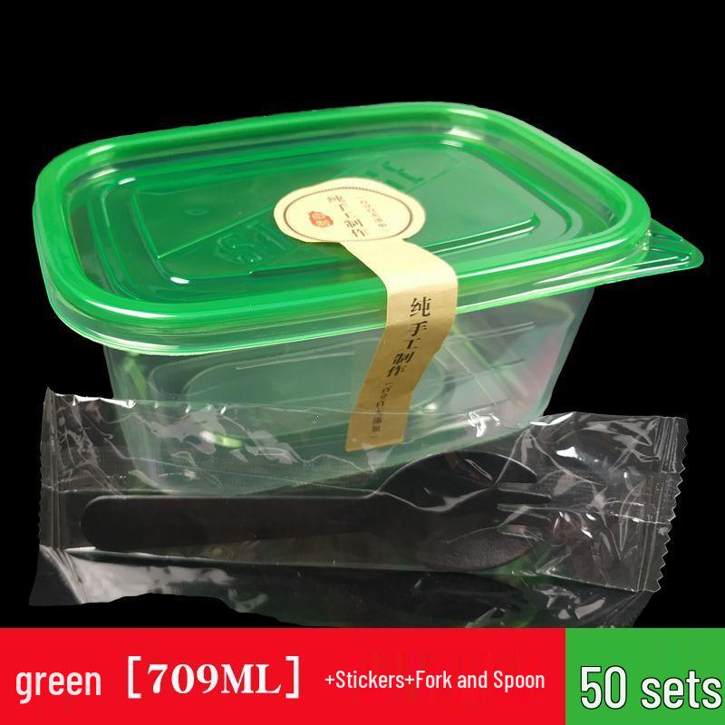 280ml Rectangular Transparent Plastic Salad Box with Lid for Fresh-Keeping and Takeaway