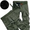 Men's Winter Thick Warm Cargo Pants Casual Fleece Pockets Plus Velvet Trouser Fashion Loose Baggy Jogger Worker Male Pants Plus Size 40 No Belt