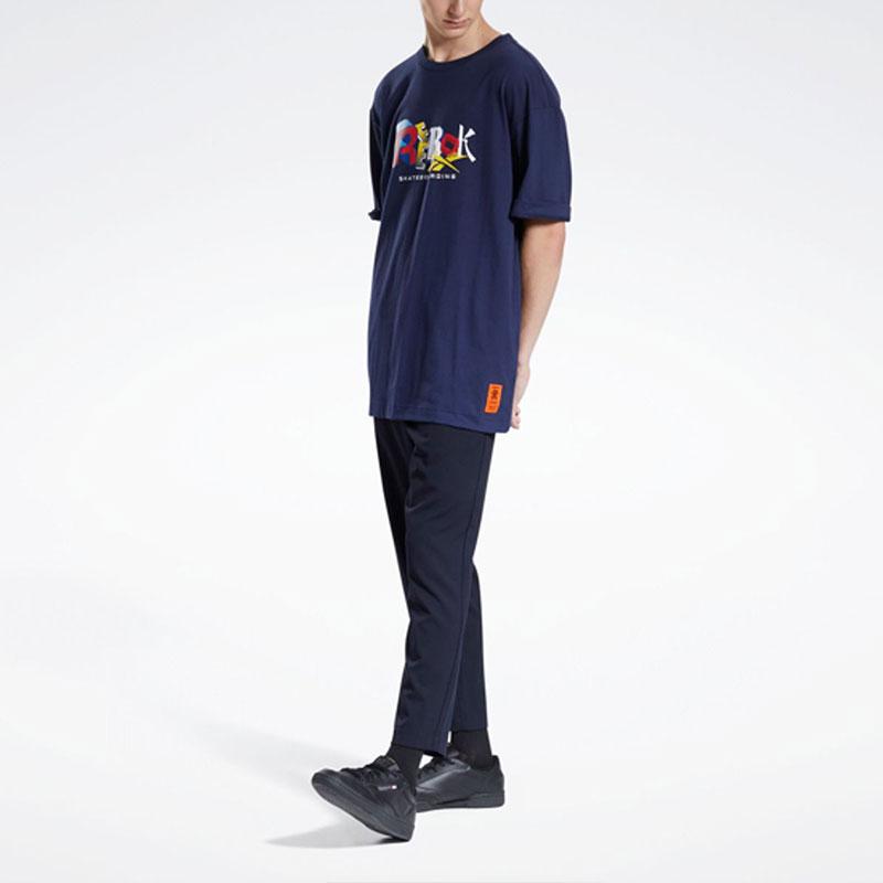 Reebok Cl X Bep Letter Pattern Printed Round Neck Short Sleeve T-Shirt Unisex Tops Blue GT4620