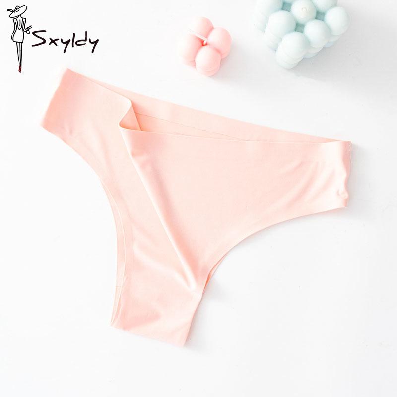 3PCS/SET Sexy Seamless Ice Silk Breathable Panties Low Waist Thong Women's Bikini Briefs Lingere Underwear