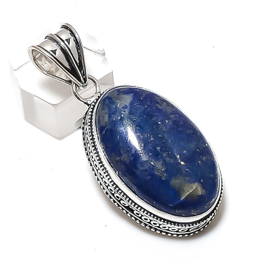 Lapis Lazuli Gemstone Handmade 925 Sterling Silver Jewelry Pendant 2.01" F0r67