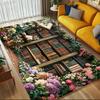 Flowers Books Crystal Velvet Chair Mat Area Rug - Non-Slip, Floor Mat, Office Desk Chair Rugs, Bedroom Decor.Christmas Gift-1106117