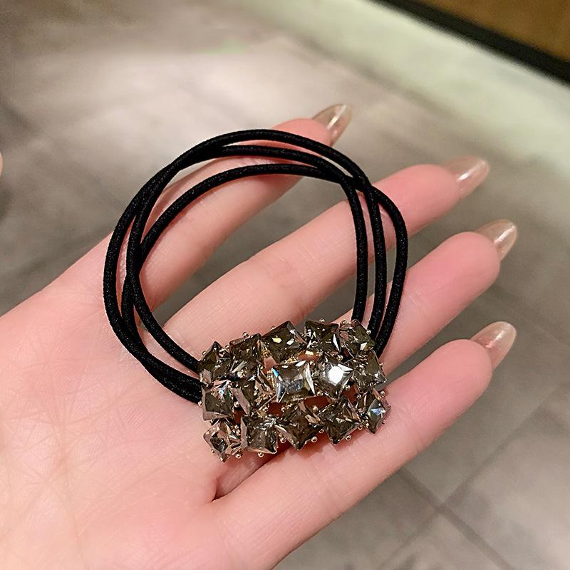 Modne elastyczne gumki do włosów z cyrkoniami dla dziewczynek, do wiązania włosów, pierścień do włosów, sznurek, scrunchie, akcesoria, ozdoba do kucyka, ozdoba na głowę, akcesoria