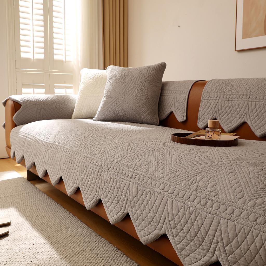 Sofa Cushion Cotton All-season Universal Fabric Non-slip Cream Wind Special-shaped Leather Sofa Cover Seat Cushion