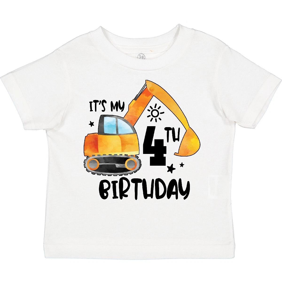 Inktastic Construction Truck It s My 4th Birthday Toddler kids boys T-Shirt Birthdays Boy 150