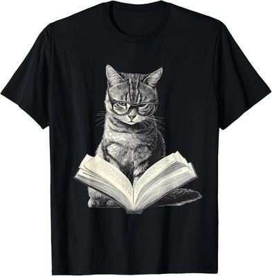 Cat Bookworm Reading Book Funny Graphic T-Shirt Unisex T-Shirt