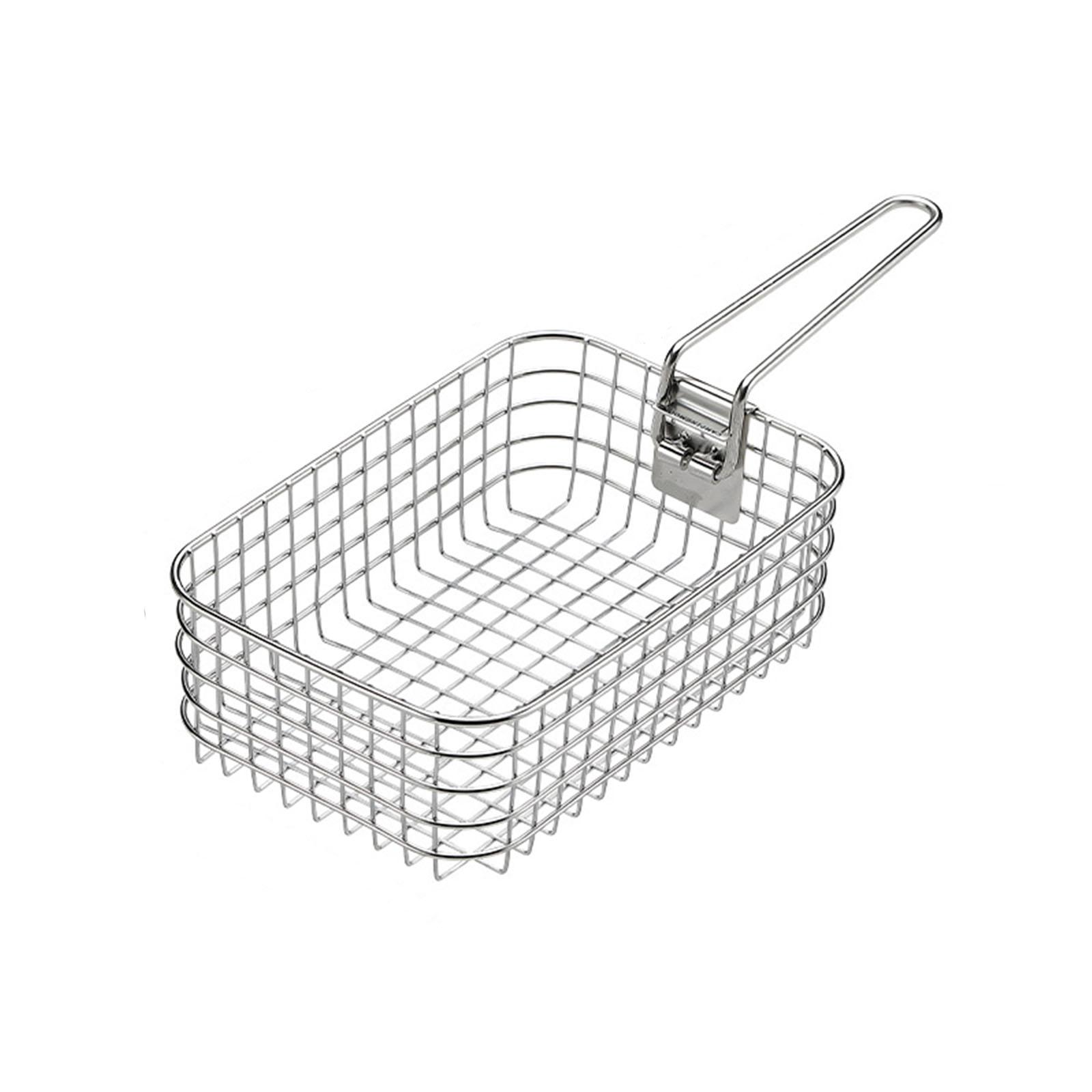 Outdoor Folding Stainless Steel Frying Basket 304 Grade Wire Mesh Fry Basket for Deep Frying French Fries Picnic Cooking Basket One Size серебряный