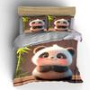 Adorable Baby Panda Smiling Gently Duvet Cover Set With 3D Printing Design Soft Polyester Bedding Set All-Season Comfort