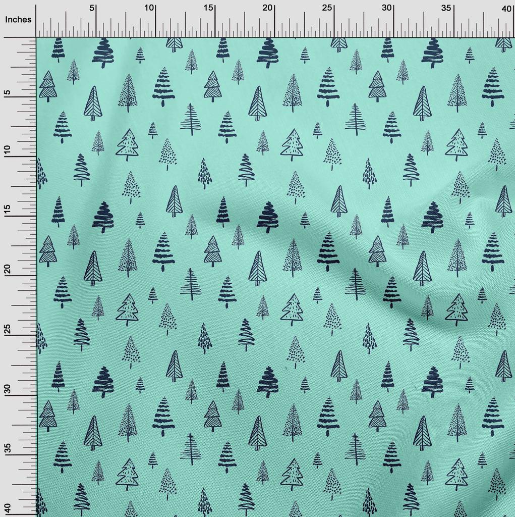 oneOone Cotton Flex Aquamaringrüner Stoff, Baum-Nähstoff, Meterware, bedruckt, DIY-Kleidung, Nähzubehör, 101,6 cm