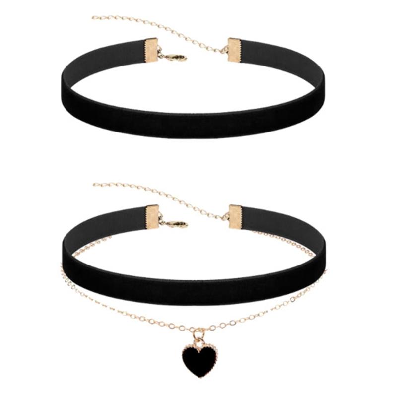 

Lightweight Adjustable Black Fabric Necklaces Set Of 2 Layering Jewelry Perfect For Casual Or Formal Occasions