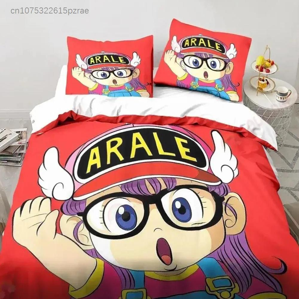 Cartoon DR S-Slump Arale Anime Bettwäsche-Set Bedrucktes Bettwäsche-Set Mit Kissenbezug Bettdeckenbezug Weich Queen King Size Bettwäsche Zuhause
