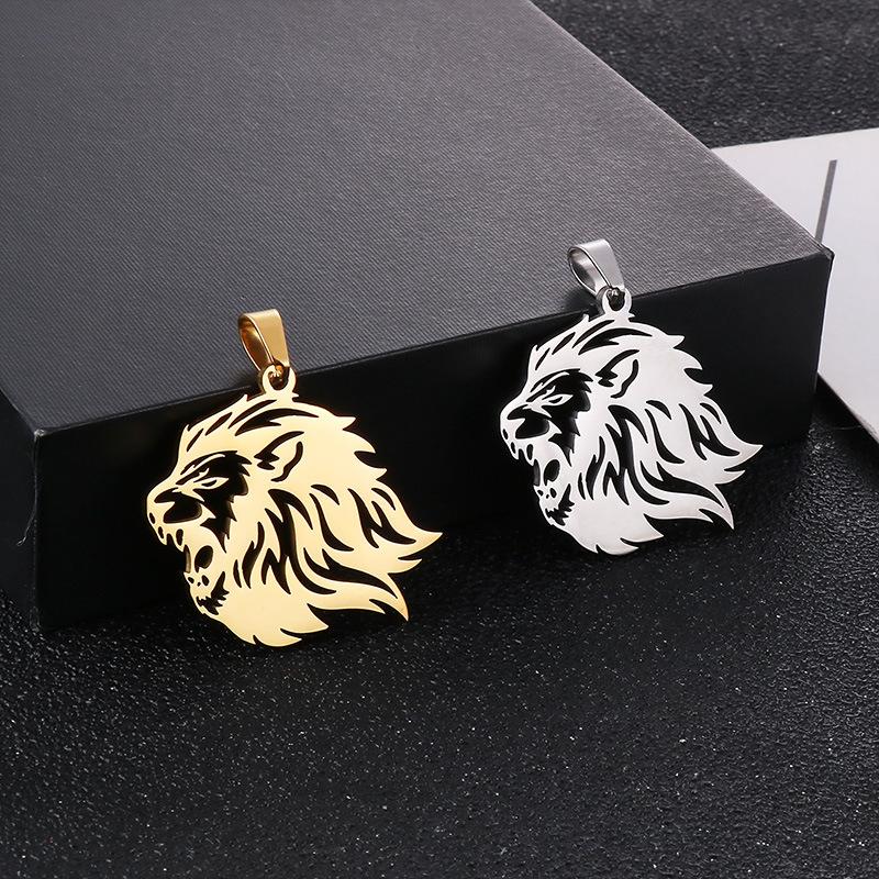 

Полый кулон с изображением короля льва из титановой стали и головы льва