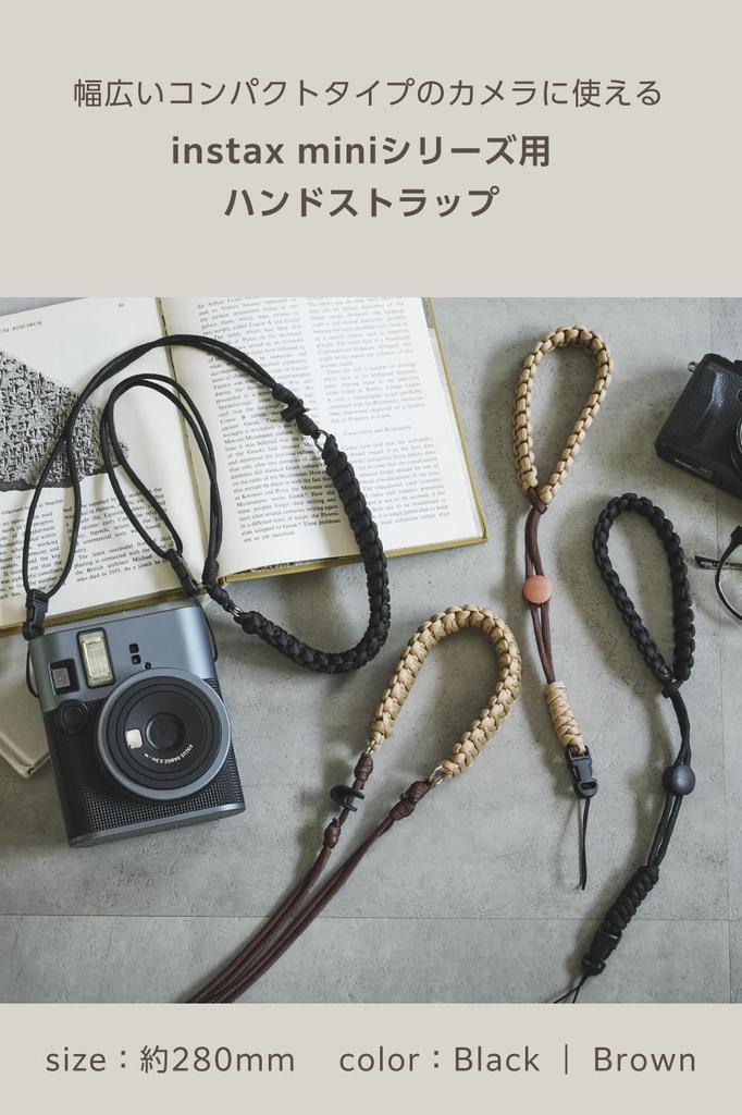 Elecom Ремінець на руку для Fujifilm та інших компактних, Мотузковий Drop, Чорний, Instax, QuickSnap, Камер, Плетений, Захист, (IC-STHKNBK)