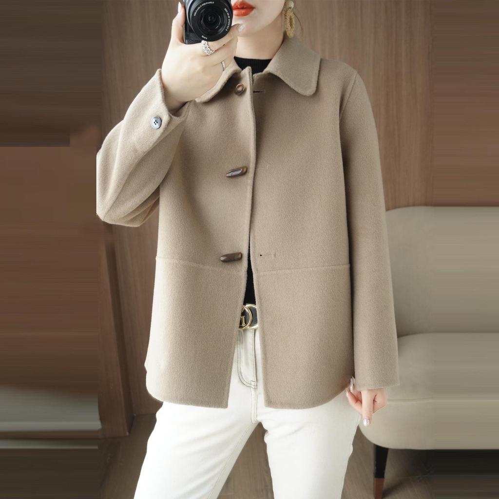 Manteau Court en Cachemire Double Face Haut de Gamme pour Femme Automne/Hiver 2025 - Manteau d'Extérieur en Laine Tendance pour Petite