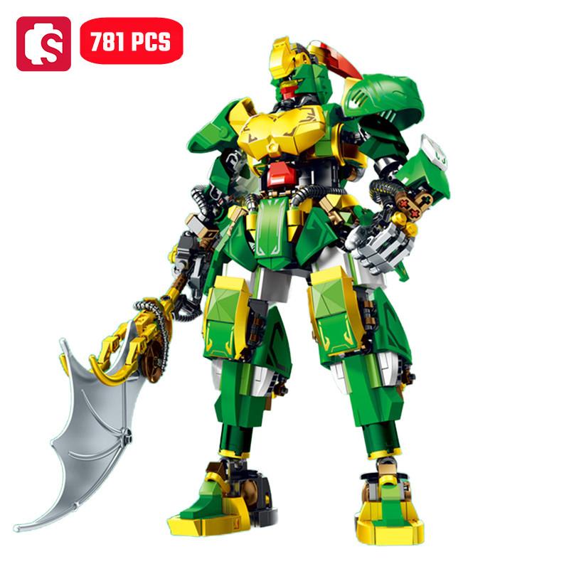 Non-Toxic Sembo Five Tiger Generals Mech Assemblage Building Blocks Cool Robot Model Bricks Collectible Ornaments Children Toys Birthday Gifts