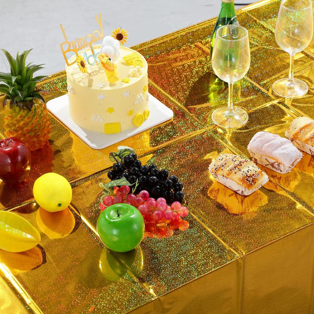 Fețe de masă din plastic iridescent, strălucitoare, de unică folosință, cu laser, dreptunghiulare, huse pentru petrecere, decorațiuni de nuntă și ziua de naștere