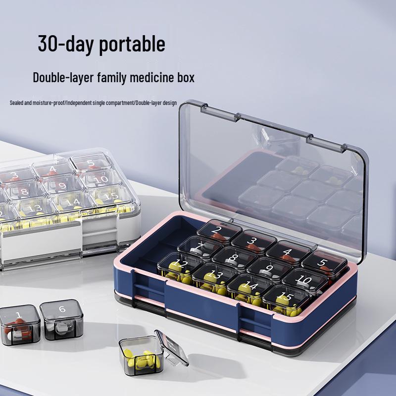 Large Capacity 30-Day Portable Pill Organizer and Dispenser