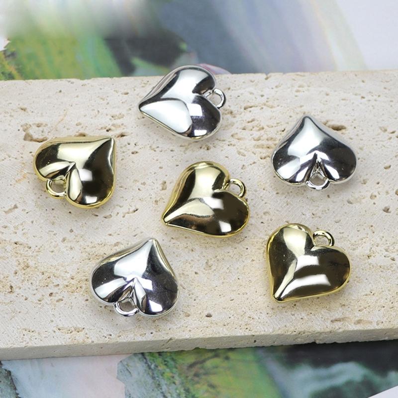 10 Pieces Sweet Heart Pendant Necklace and Earrings Peach Heart Pendant with Hole Heart Pendant for DIY Necklace Making