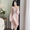 2025 Women's Ice Silk Camisole Nightdress & Robe Set - Sexy, Light Luxury Style for Home or Outdoors