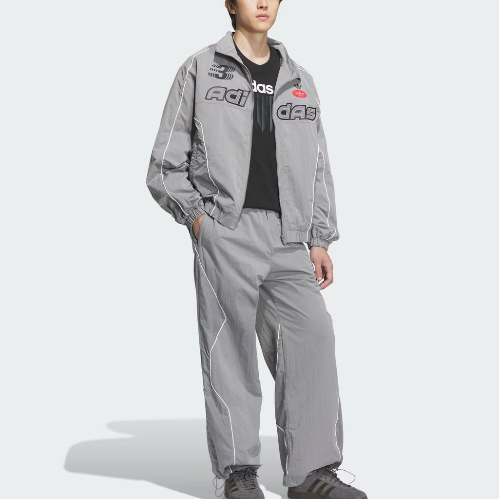 Adidas Originals Loose Fit Lace-Up Comfortable Knitted Sports Pants Men Bottoms Gray JM8040