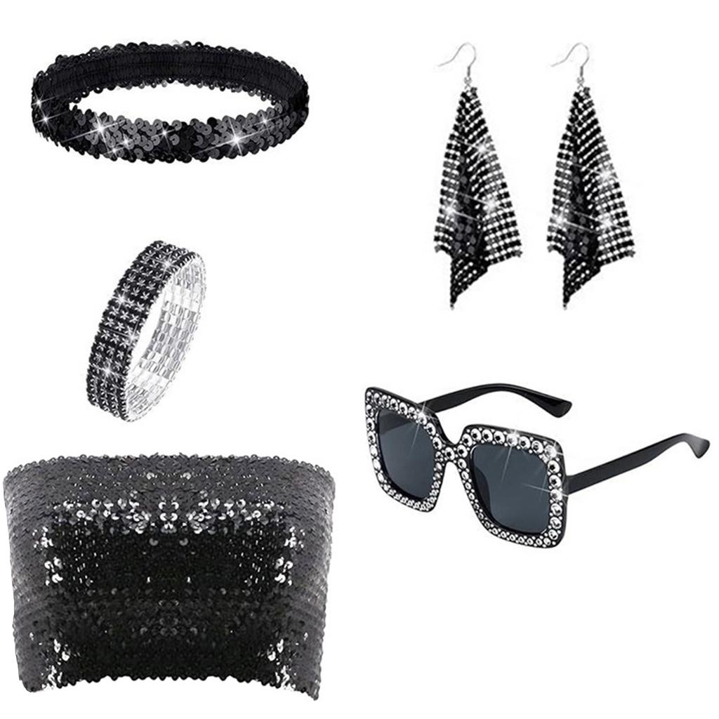 1970s Theme Party Disco Costume Set Sunglasses Earrings 70s Disco Costume Set 1970s Disco Accessories