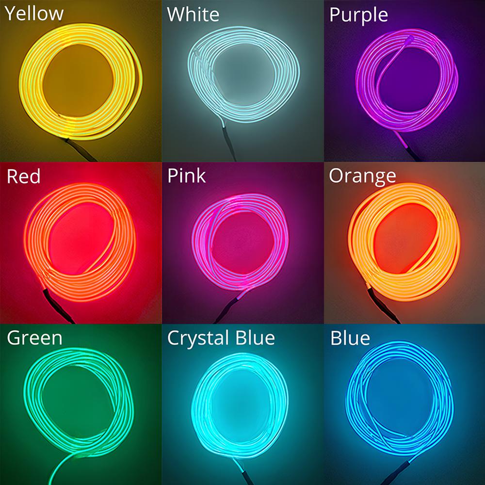 1M 2M 3M 5M Car Interior Lighting Auto LED Strip Wire Rope Tube Line Flexible Neon Light With 12V USB Cigarette Drive