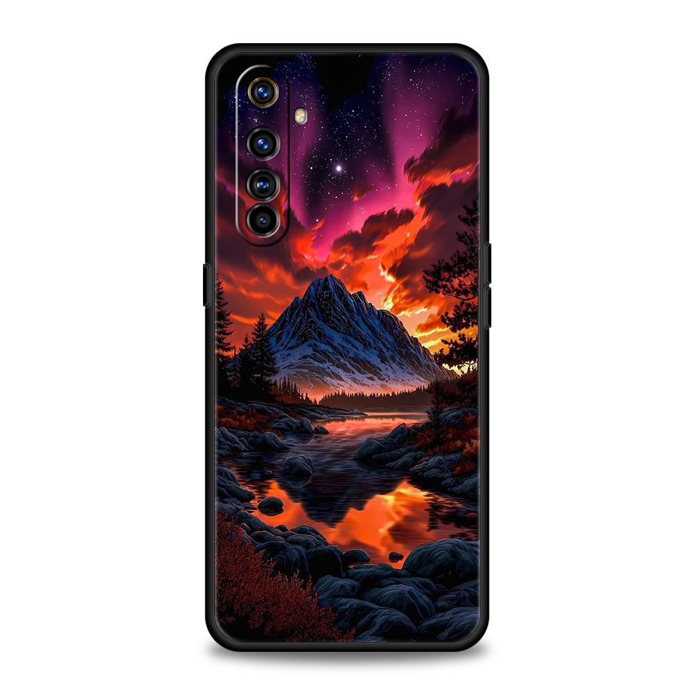 

Мягкий ТПУ Для Realme 11 10 9 Pro Plus GT2 GT3 GT5 C21 C25 C35 C53 C55 C67 Pro 5G Ударопрочный Чехол для Телефона Розовый Закат Гора Capas Realme 10 Pro