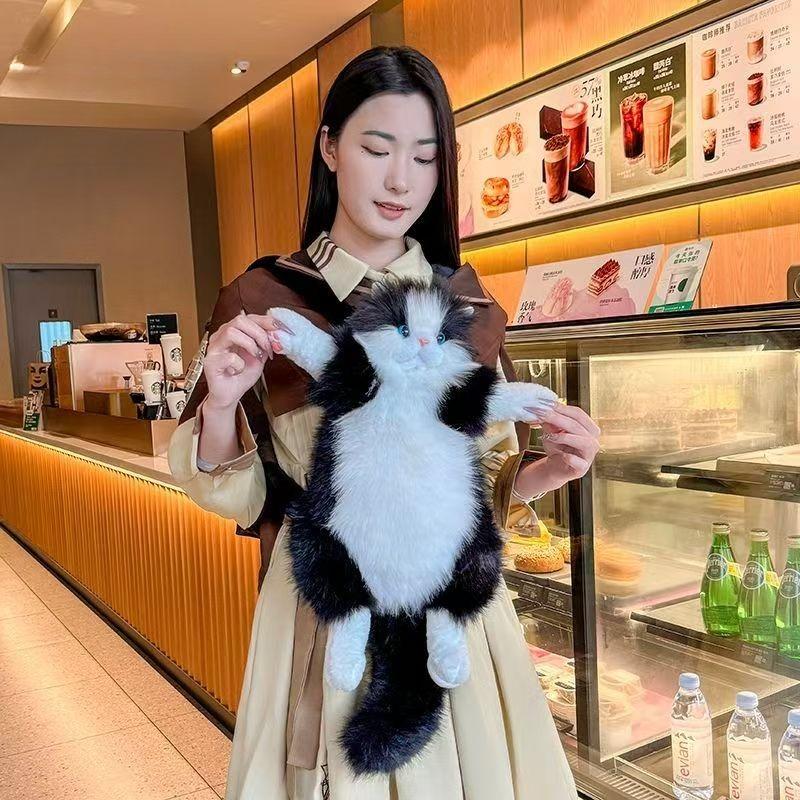 Simulated Cow Cat Backpack Cute Doll Plush Toys Girl Friend A Birthday Present Cartoon Unisex Bag School Travel Backpack