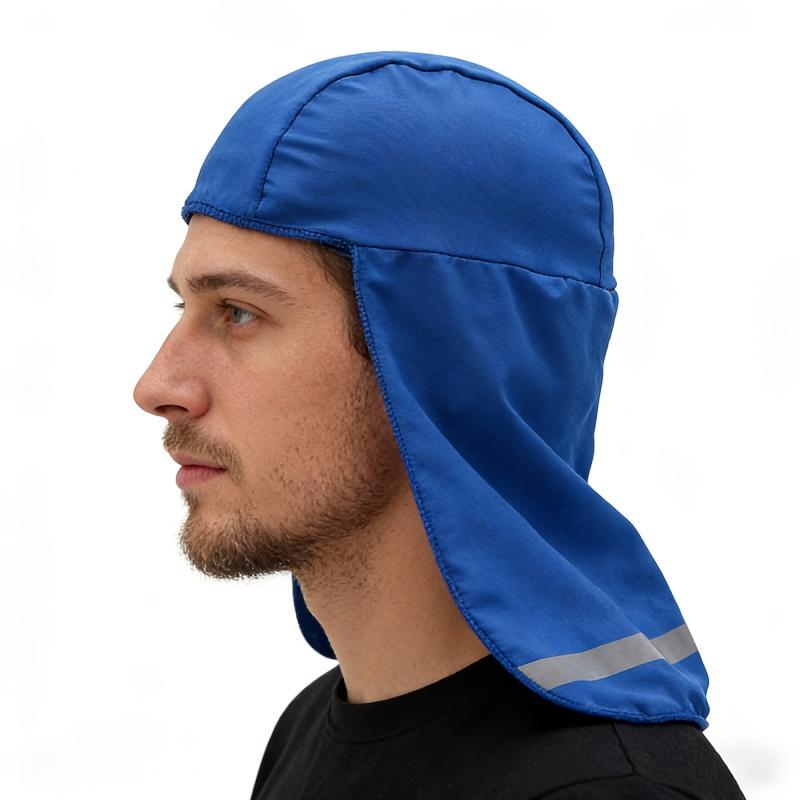 SPring And Summer Outdoor Sports Headscarf Hat, Sweat-Absorbing And Quick-Drying With Reflective Shawl, Neck-Protecting Hat For Construction Sites синий