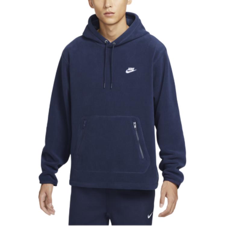 Nike Moletom com Capuz Pulôver Lã Macia Confortável Jaqueta Jaquetas Masculinas Azul Marinho Escuro FZ0661-410