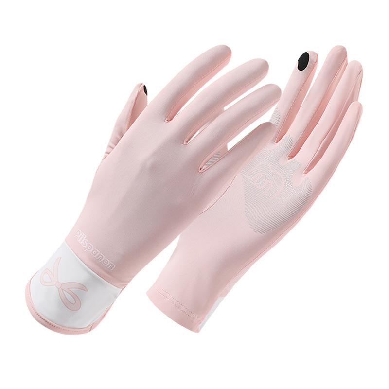 

Summer ice silk breathable women s thin outdoor non-slip riding driving full finger UV protection ice silk sunscreen gloves average size