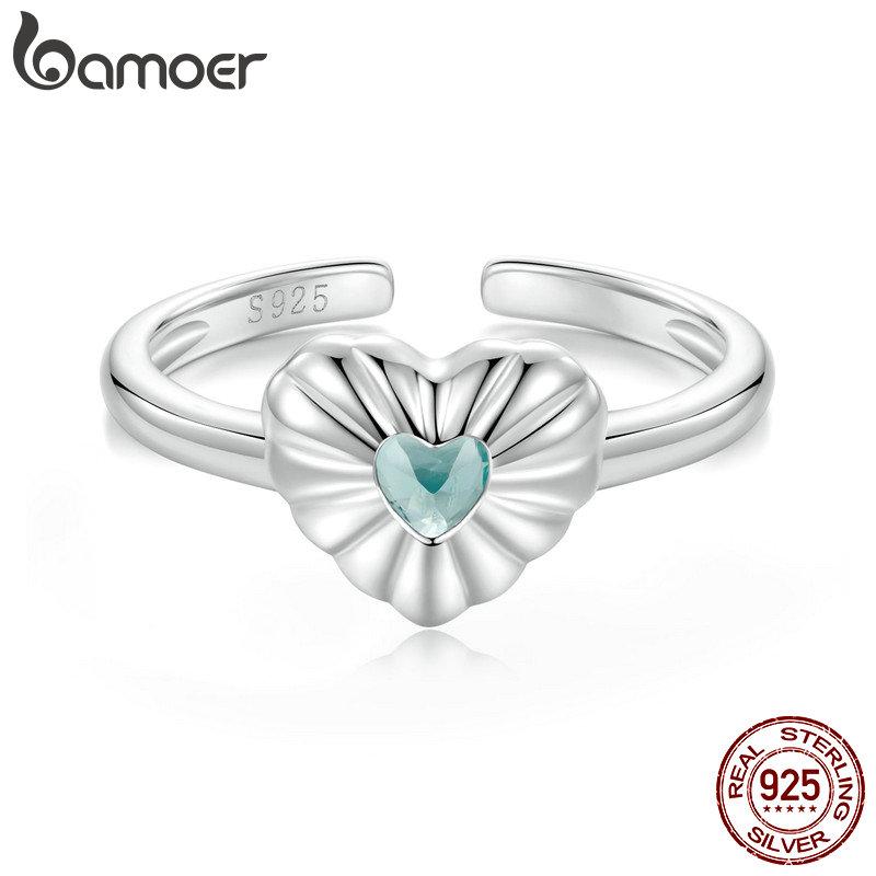 

Bamoer Кольцо в форме сердца из стерлингового серебра 925 пробы, модное индивидуальное кольцо, повседневная одежда для женщин и девочек, ювелирные украшения, подарок 2.2mm