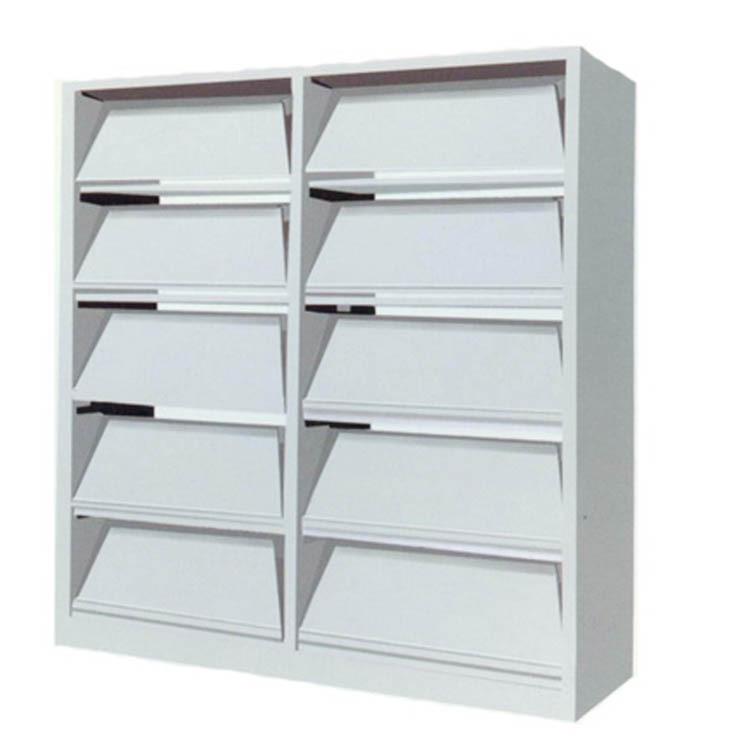 4-Layer Single-Sided Steel Magazine, Newspaper, and Book Rack Cabinet with Lower Shelf