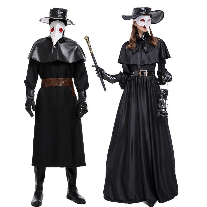 Costume da Medico della Peste Steampunk Corvo per Halloween con Becco Lungo