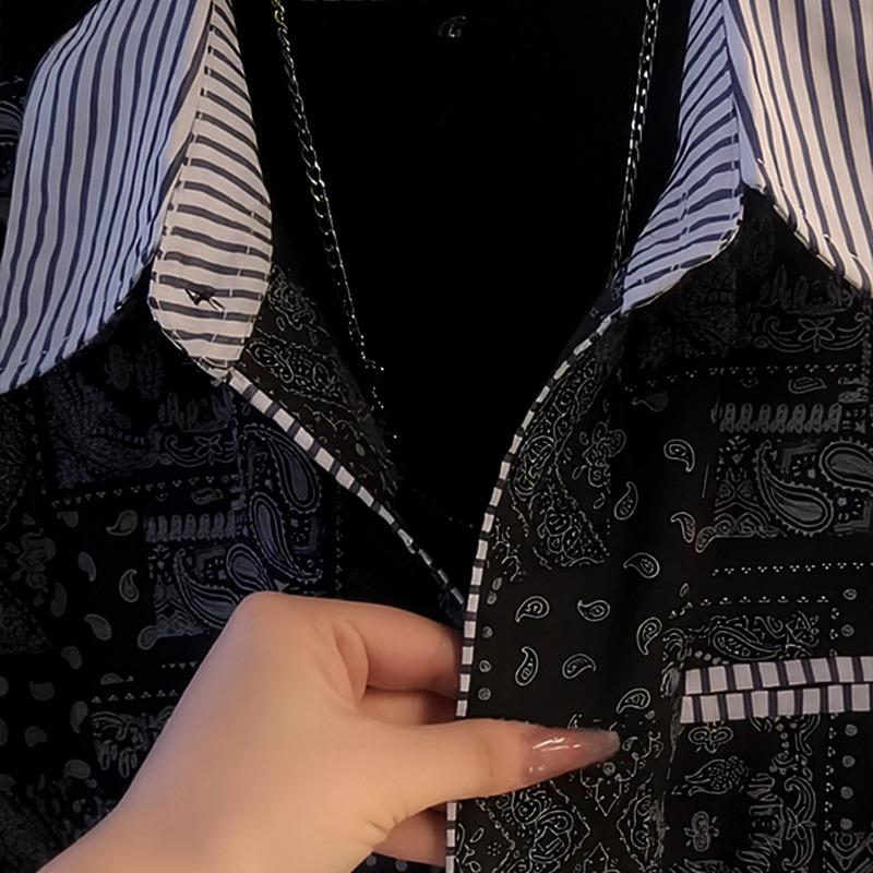 Men's Patchwork Print Short Sleeve Button Up Shirt Casual Loose Fashion Top Summer Daily Wear