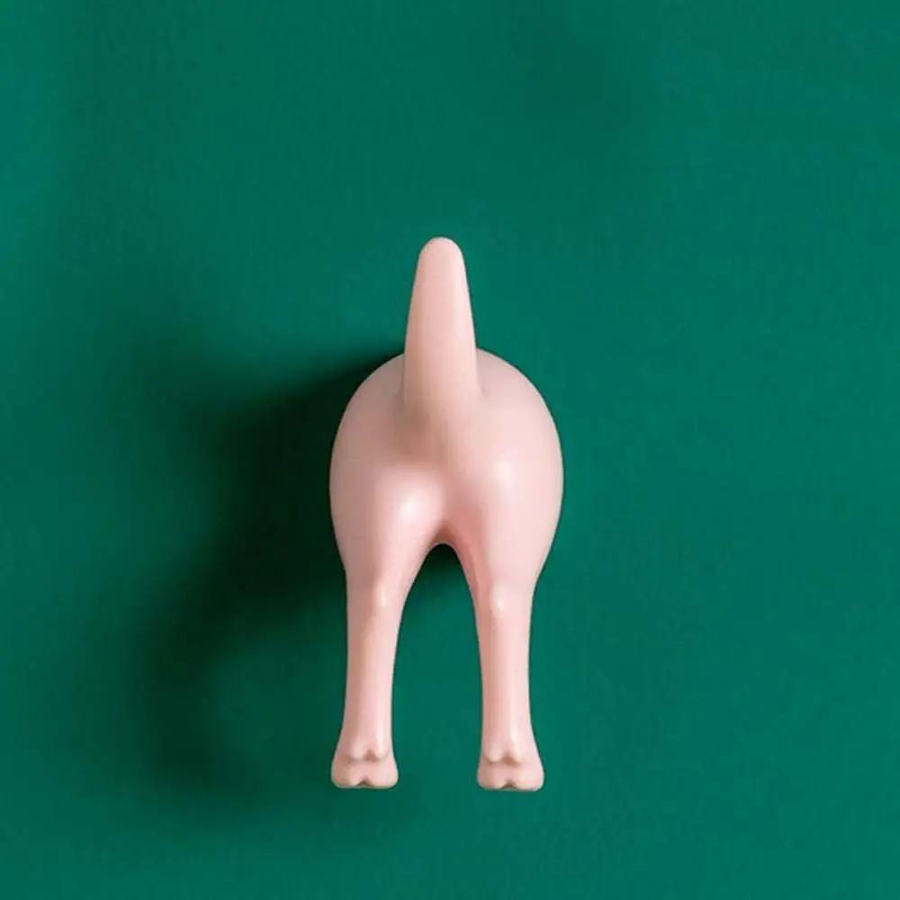 

1Pcs Nordic Plastic Dog Tail Hooks Wall Mounted Coat Hat Key Hanger Decoration Novelty Self Adhesive Storage Rack рожевий