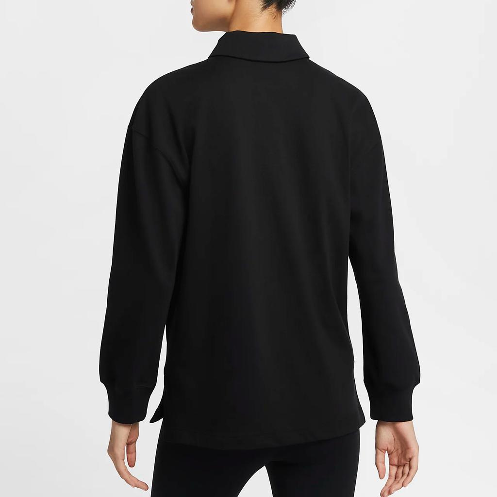 Nike Sportswear Essentials Oversized Logo Outdoor Casual Sports Long Sleeve T-Shirt Women Tops Black Sail-White FZ5814-010