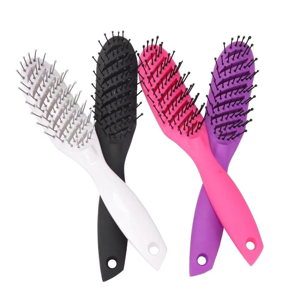 Portable Anti Static Styling Hair Brush Heat-Resistant Plastic Curved Vent Drying Brush 9 Row Rack Wide Tooth Scalp Massage Comb