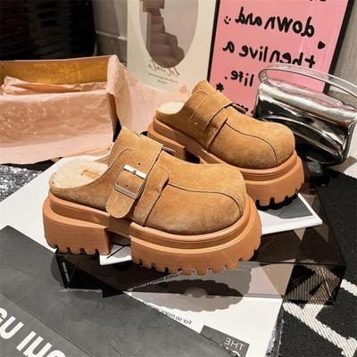 Fashion 2024 Thick-soled High-heeled Women's Comfortable and Warm Slippers Winter New Women's Non-slip Toe-cap Slippers Heels