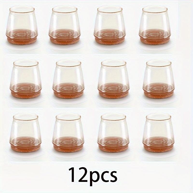 12 Pieces/set of Non-slip Transparent Chair Leg Covers with Felt, Large Round Chair Floor Protection Mats