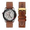 WOCCI 18mm Vintage Leather Replacement Watch Strap, Retro Genuine Leather Watch Band with Gold Buckle (Golden Brown)