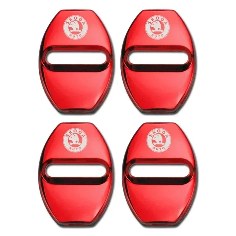 2025 New Car Door Lock Cover for SKODA Emblem Octavia Superb Kodiaq Fabia Rapid Spaceback Karoq Yeti Kamiq Metal Sticker Badge D