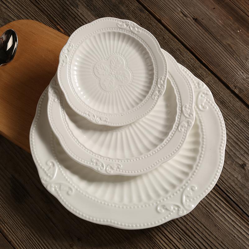 European-style home butterfly relief round plate, Western dinner plate, steak inventory, heart plate, dessert plate, cake plate