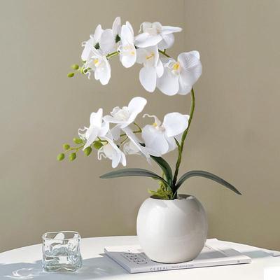 Künstliche Phalaenopsis Blumenkunst Topfpflanze: Dekorative Plastikblume für Wohnzimmer oder Esstisch