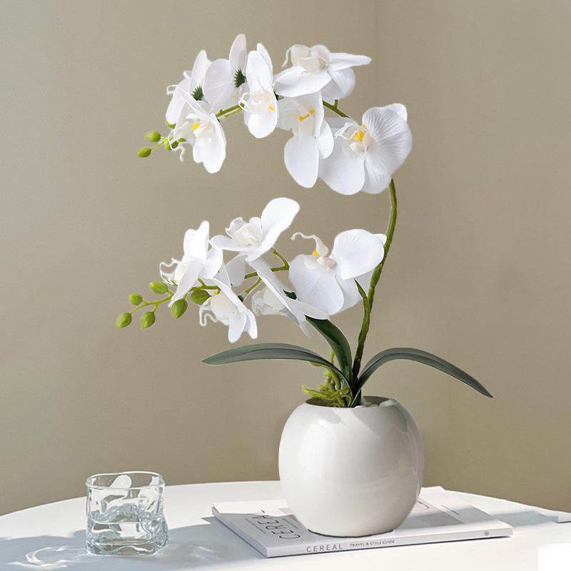 Sztuczna Phalaenopsis Sztuka Florystyczna Roślina w Doniczce: Dekoracyjna Plastikowa Kwiat do Salonu lub Stołu Jadalnego
