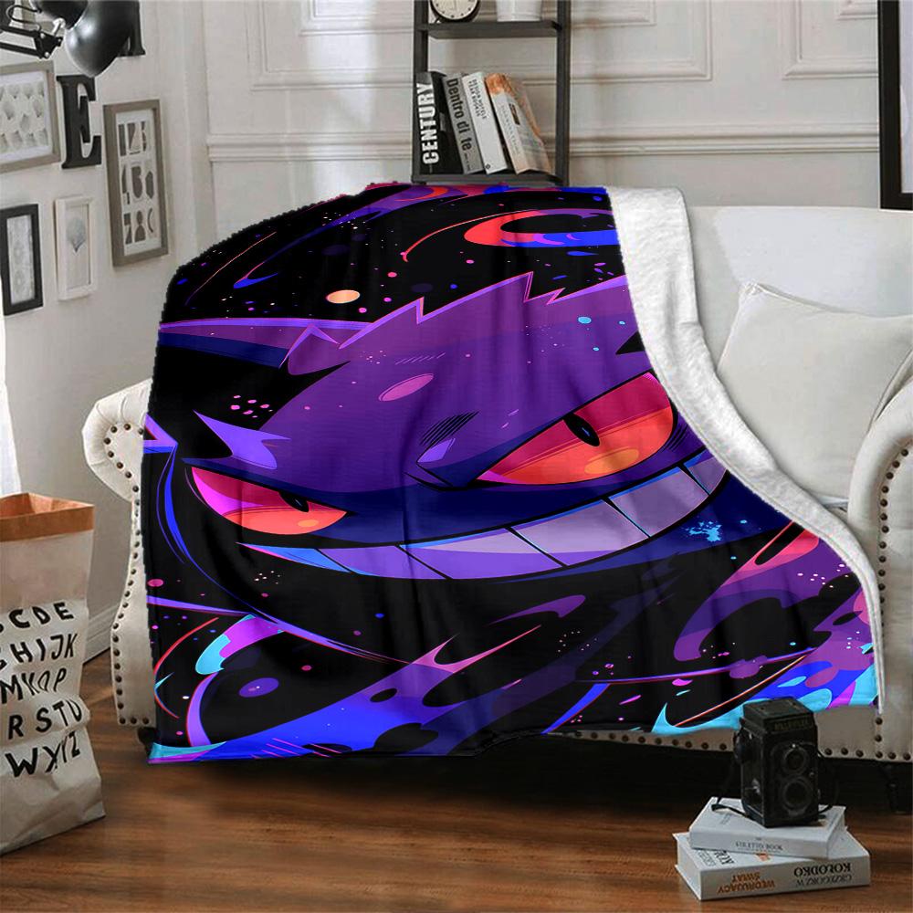 1pc Gengar Space Adventure Flannel Blanket,Ultra Soft Warm Plush Throw for Home Bedroom Bed Sofa Cover Camping Picnic Gift Y72430