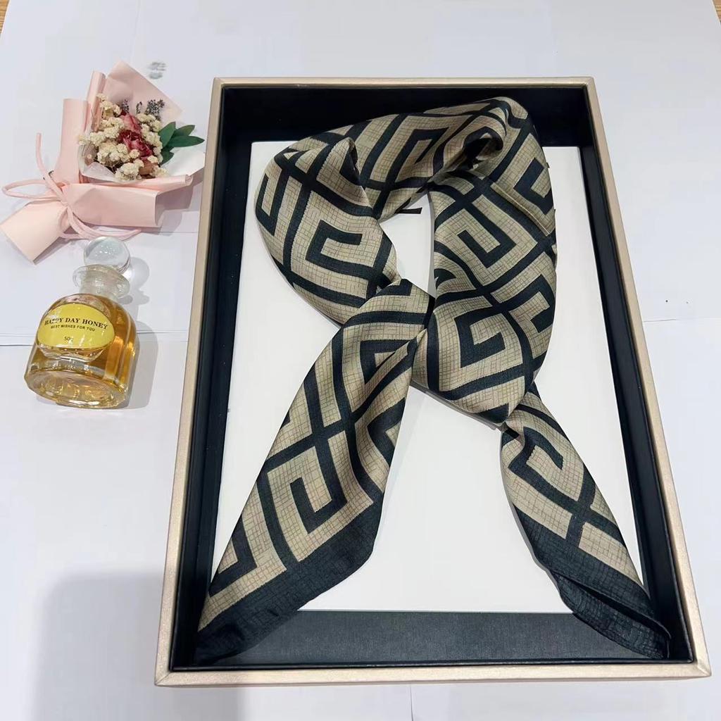 Hedvábný šátek pro ženy, módní všestranný, vysoký smysl, 70 čtverečních stop, ochrana krku, šátek, retro šátek, taška