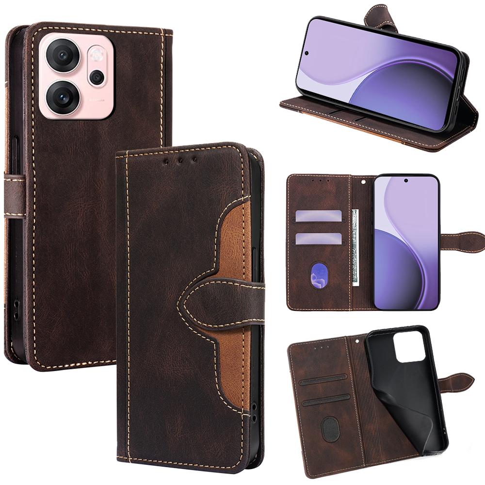 For Oppo Reno14 F 5G Case Leather Wallet Phone Cover with Straw Hat Magnetic Clasp
