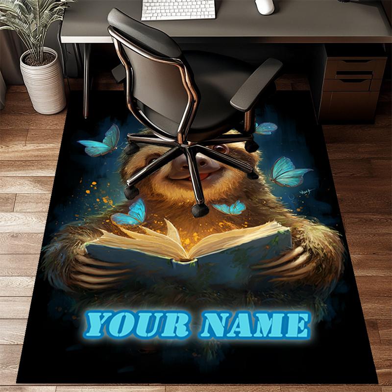 1PC Custom Name Sloth Adventure Theme Floor Mat Ideal for Living Room, Game Rooms, Office, Bedroom Floor Mat Playful Design