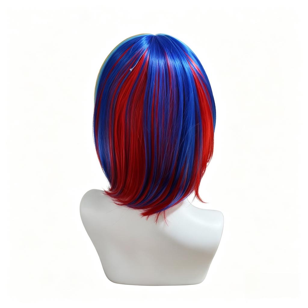 Women's Rainbow Color Short Bob Synthetic Wig with Bangs, Suitable for Cosplay, Carnival, St. Patrick's Day, Back-to-School